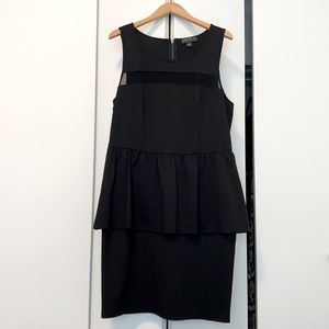 Black peplum dress with mesh panel